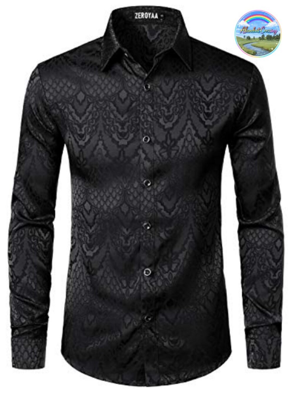 Slim Fit Long Sleeve Gothic Jacquard Button Up Dress Shirt for Party Prom